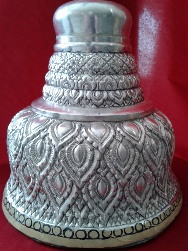 Intricate Silver Container at Saturday Walking Street Chiang Mai Close-up of an intricately designed silver container with detailed patterns at Saturday Walking Street Chiang Mai.