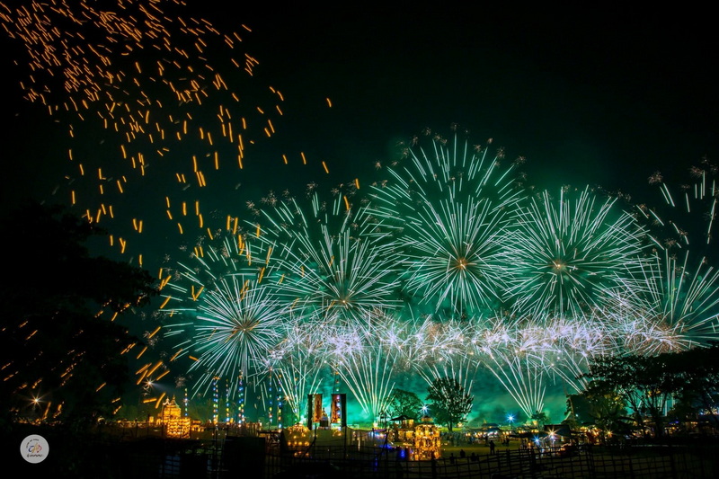 Night Fireworks Display at Chiang Mai New Year Countdown 2027 by CAD Bright fireworks illuminating the night sky during a celebration at Chiang Mai New Year Countdown 2027 by CAD.