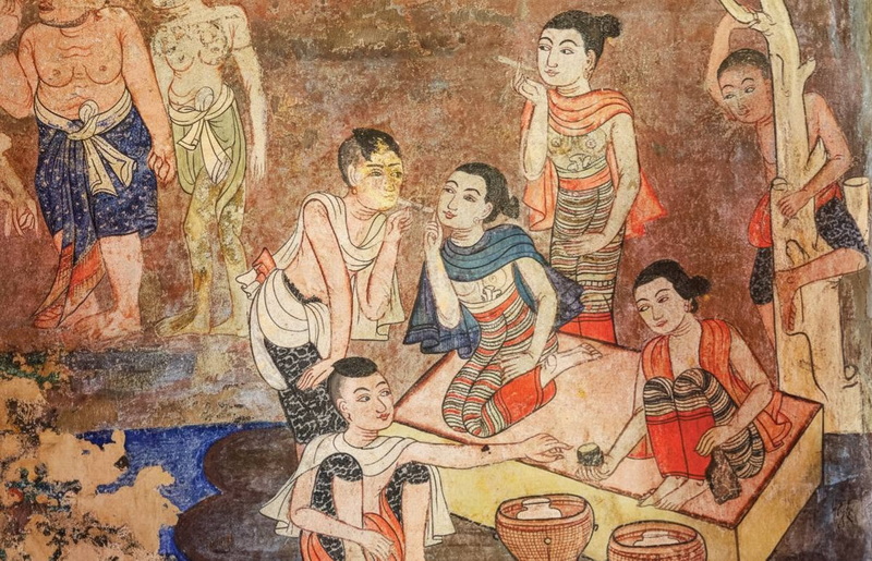 Traditional Mural Artwork at Three kings Monument Colorful traditional mural showing people gathered around a central figure in historic attire at Three kings Monument.